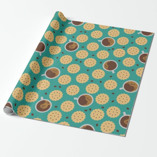 Koffie en koekjes cadeaupapier (Uitgerold)