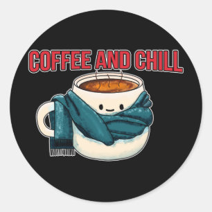 Koffie en koelen ronde sticker