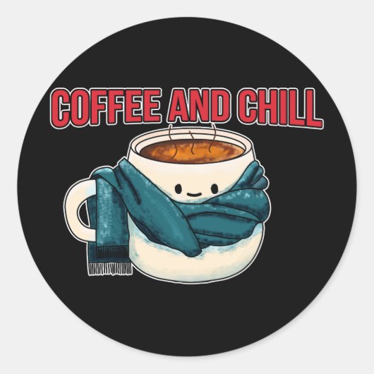 Koffie en koelen ronde sticker (Voorkant)
