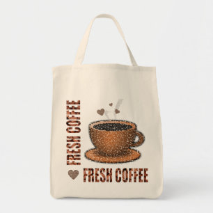 Koffie- en koffiebeker, vers tote bag