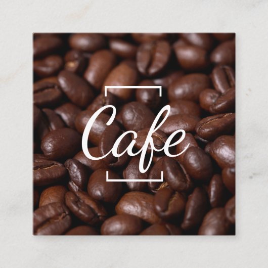 Koffie- en koffiebonen vierkante visitekaartje (Voorkant)