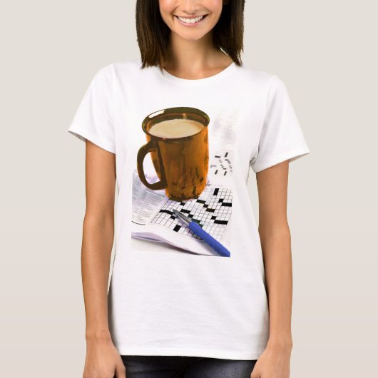 Koffie en kruiswoordpuzzel t-shirt (Voorkant)