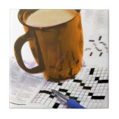 Koffie en kruiswoordpuzzel tegeltje (Voorkant)