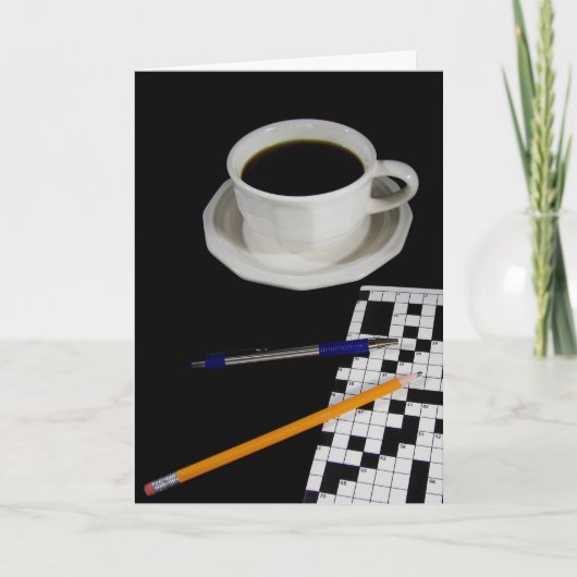 Koffie en kruiswoordpuzzel Verjaardag Kaart (Voorkant)