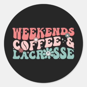 Koffie en Lacrosse Leuk Lacrosse Moeder Moederdag Ronde Sticker