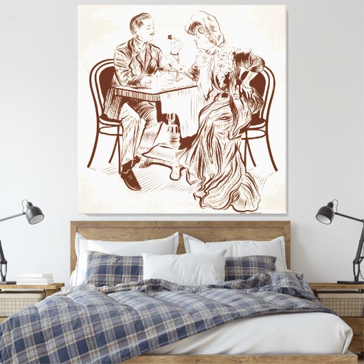 koffie en liefde canvas afdruk (Insitu (Slaapkamer))