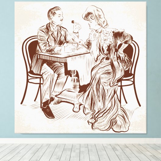 koffie en liefde canvas afdruk (Insitu (Houten vloer))