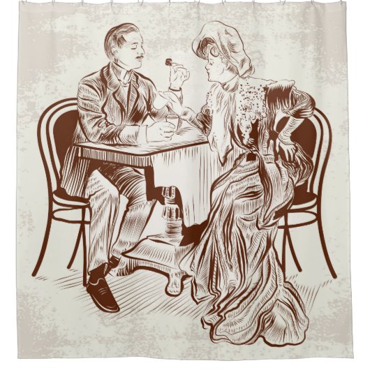 koffie en liefde douchegordijn (Voorkant)