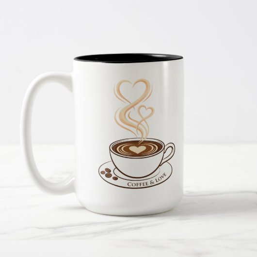 Koffie en Liefde Dubbel Hart Kunst | Mok (Links)