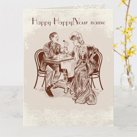 koffie en liefde kaart (Gele Bloem)