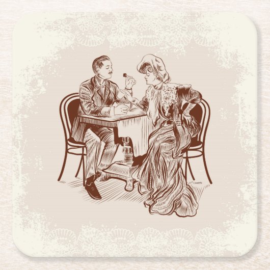 koffie en liefde kartonnen onderzetters (Voorkant)