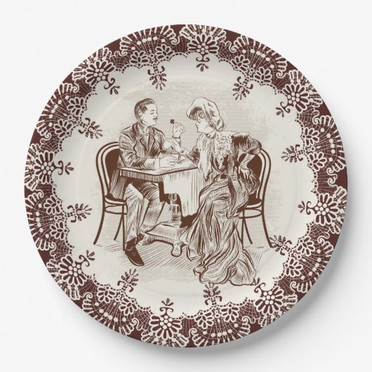 koffie en liefde papieren bordje (Voorkant)