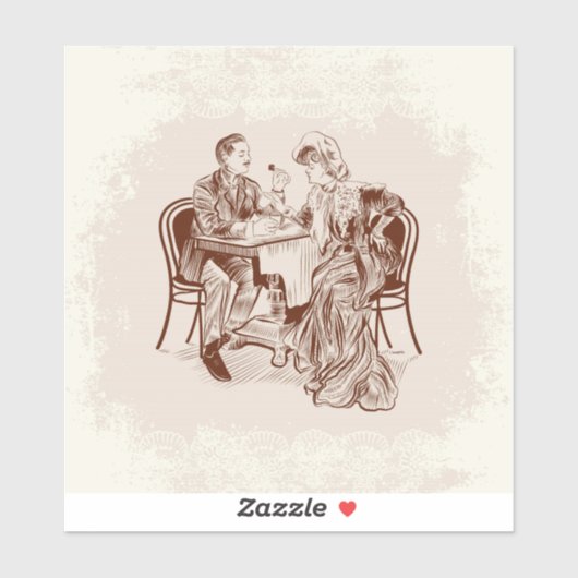 koffie en liefde sticker (Vel)