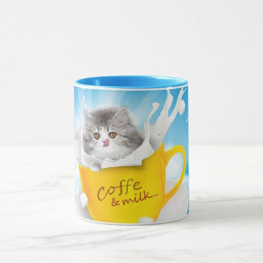 Koffie en melk met een Schattigee kat Mok (Midden)