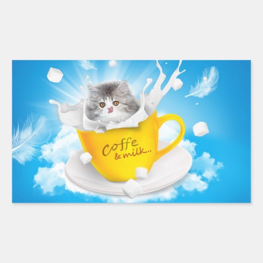 koffie en melk rechthoekige sticker (Voorkant)