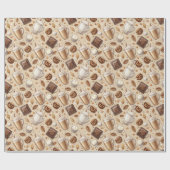 Koffie en Melk Themed Wrapping Paper Cadeaupapier (Vlak)