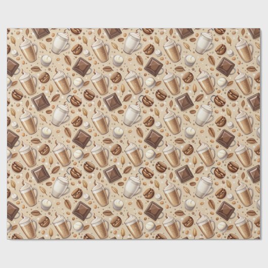 Koffie en Melk Themed Wrapping Paper Cadeaupapier (Vlak)