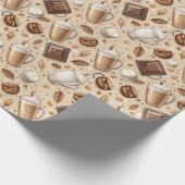 Koffie en Melk Themed Wrapping Paper Cadeaupapier (Hoek)