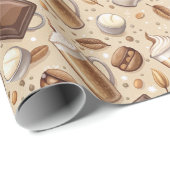 Koffie en Melk Themed Wrapping Paper Cadeaupapier (Rol Hoek)