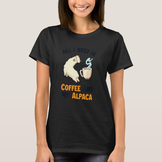 Koffie en mijn Alpaca Vicuna Guanaco Llama fokker T-shirt (Voorkant)