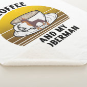 Koffie en mijn doberman Retro  zonsondergang Sherpa Deken (3/4)