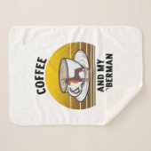 Koffie en mijn doberman Retro  zonsondergang Sherpa Deken (Voorkant (horizontaal))