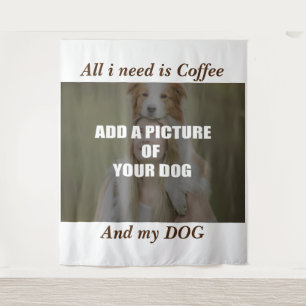 Koffie en mijn hond werp kussen wandkleed