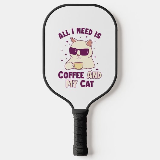 Koffie en mijn Kat Kat Papa Kat Mam Kat Liefhebber Pickleball Paddle (Voorkant)