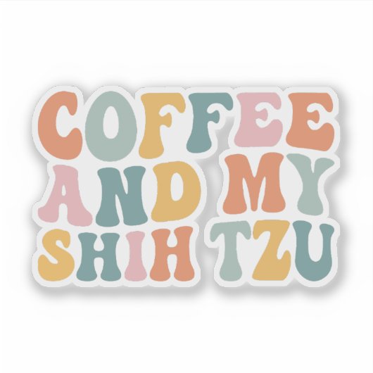 Koffie en mijn Tzu Sticker (Voorkant)