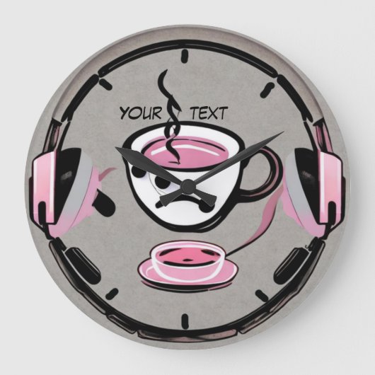 Koffie en moderne muziek grote klok (Voorkant)