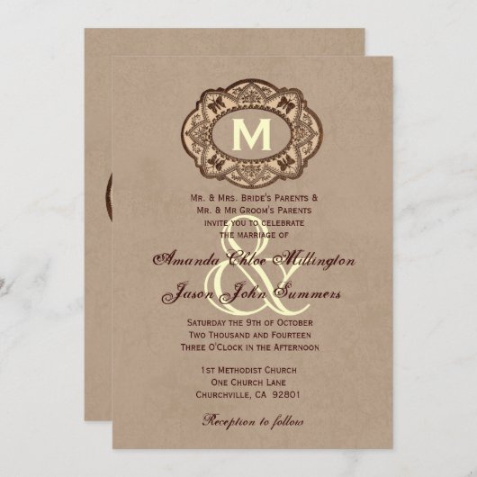 Koffie en  monogram chocolade kaart (Voorkant / Achterkant)