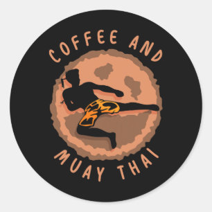Koffie en Muay Thai martial arts vechter boksen H Ronde Sticker
