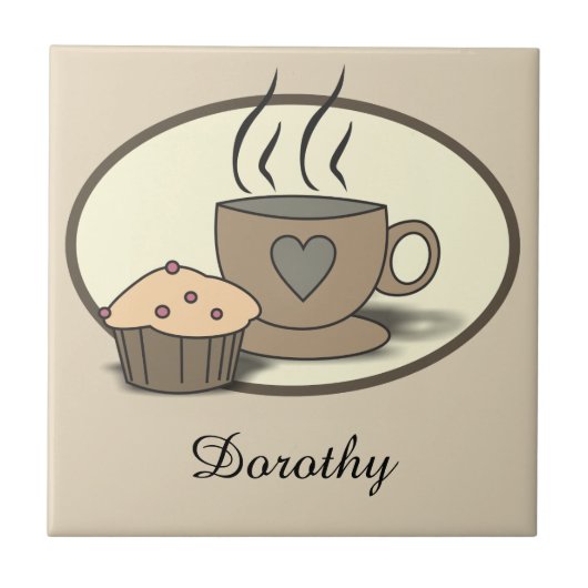 Koffie- en Muffin-aangepaste tapes voor koffie Tegeltje (Voorkant)