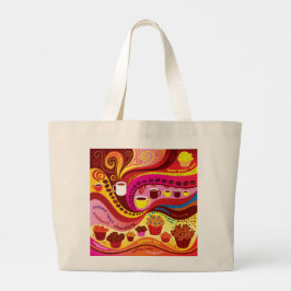 Koffie en Muffins Patroon Grote Tote Bag