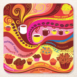 Koffie en Muffins Patroon Kartonnen Onderzetters