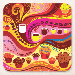 Koffie en Muffins Patroon Kartonnen Onderzetters