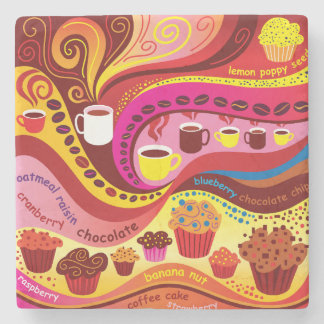 Koffie en Muffins Patroon Stenen Onderzetter