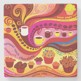 Koffie en Muffins Patroon Stenen Onderzetter