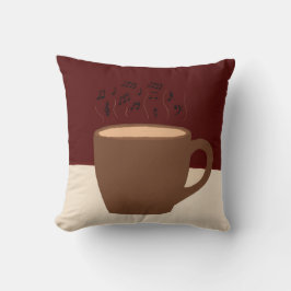 Koffie en muziek - Koffiekopje met muzikale stoom Kussen