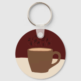Koffie en muziek - Koffiekopje met muzikale stoom Sleutelhanger