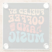 Koffie en muziek Retro  typografie Glazen Onderzetter (Achterkant)