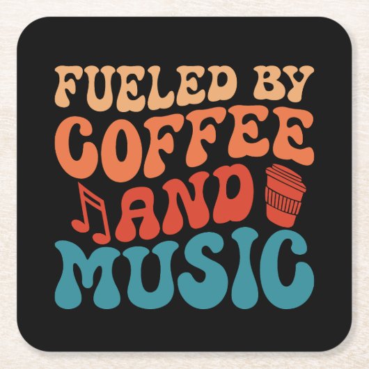 Koffie en muziek Retro  typografie Kartonnen Onderzetters (Voorkant)