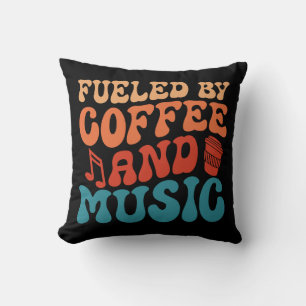 Koffie en muziek Retro  typografie Kussen