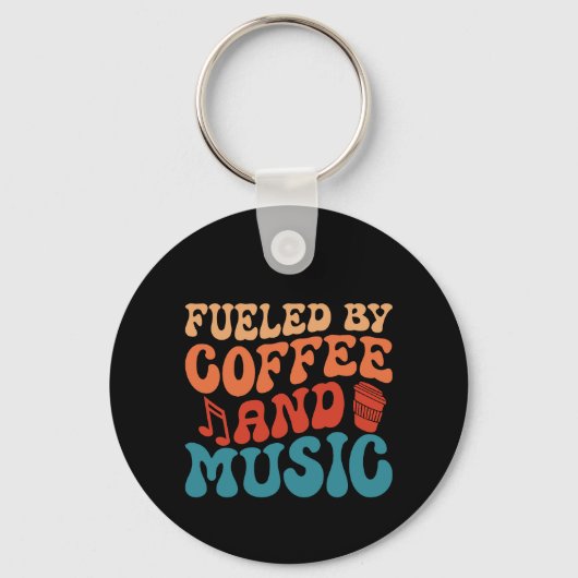 Koffie en muziek Retro  typografie Sleutelhanger (Voorkant)