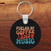 Koffie en muziek Retro  typografie Sleutelhanger (Voorkant)
