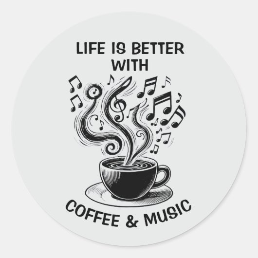 Koffie en muziek Sticker set (Voorkant)