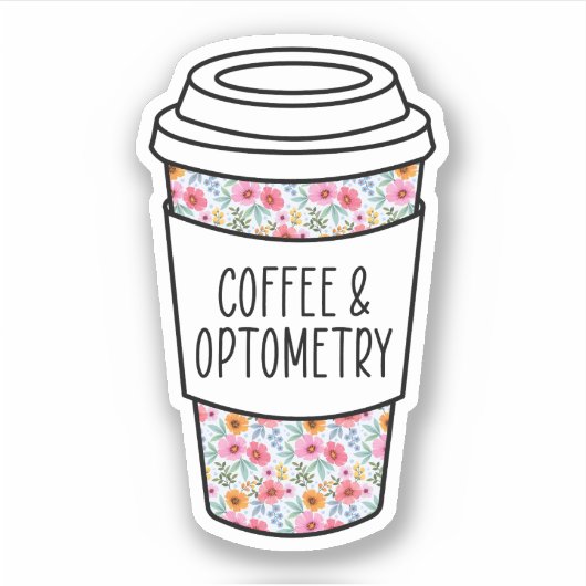 Koffie en optometrie, optometrist Gift, optometrie Sticker (Voorkant)