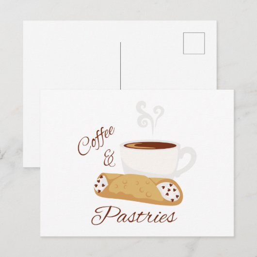 Koffie en pasta's briefkaart (Voorkant / Achterkant)