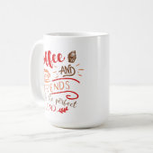 Koffie en perfecte overvloeicitaat van vrienden koffiemok (Voorkant links)