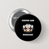 Koffie en pinguïns ronde button 5,7 cm (Voorkant /achterkant)